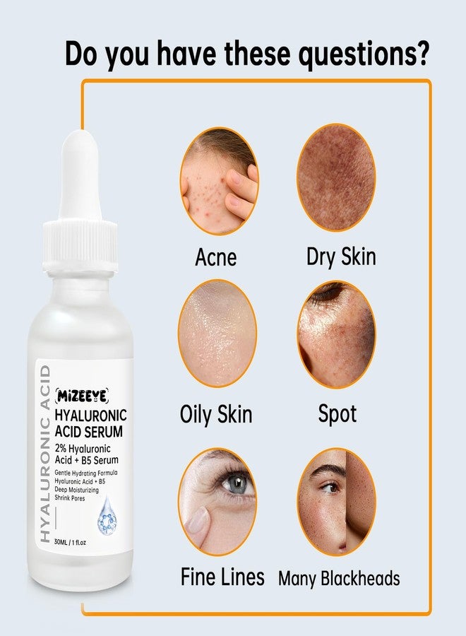MIZEEYE Hyaluronic Acid 2% + B5 Facial Serum, 30ML Hyaluronic Acid Serum For Face, Moisturizing, Shrink Pores - Image 4